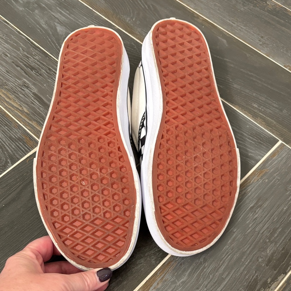 Vans Black and White Checkered Slip-On Sneakers - Picture 6 of 6